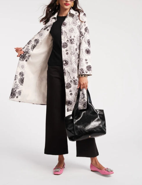 Embroidered cotton and linen coat