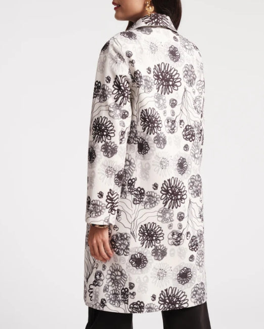 Embroidered cotton and linen coat