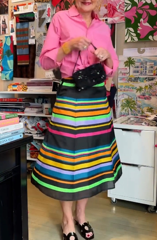 Color striped A-line skirt