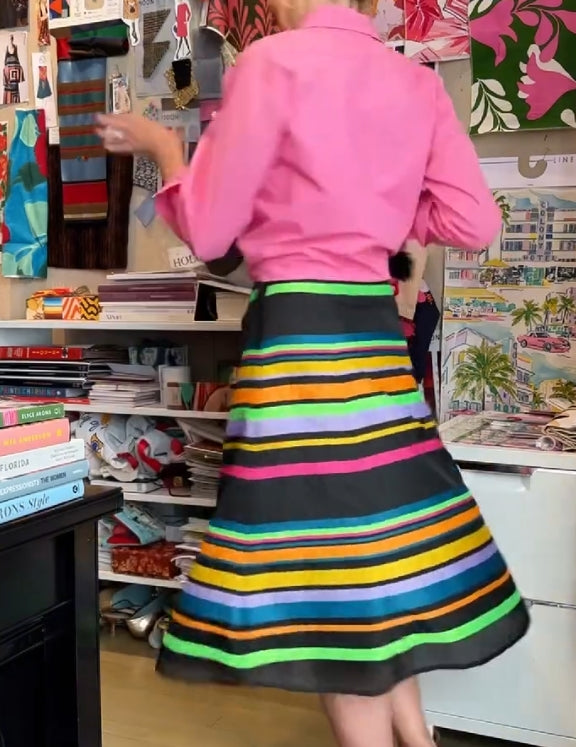 Color striped A-line skirt