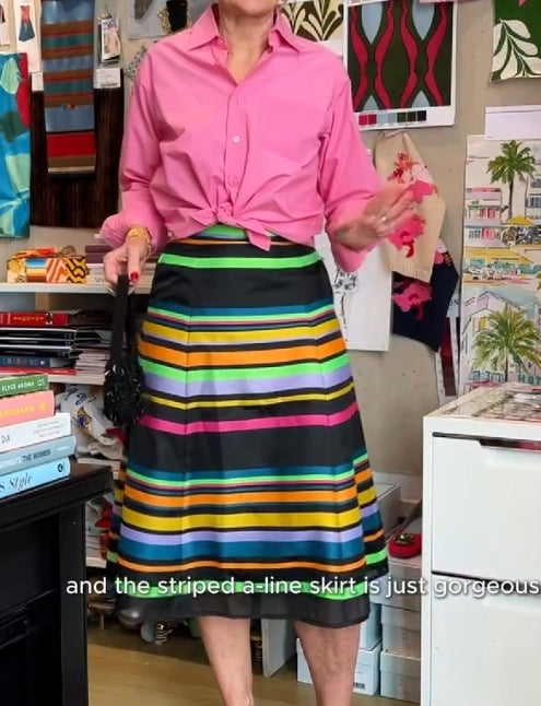 Color striped A-line skirt