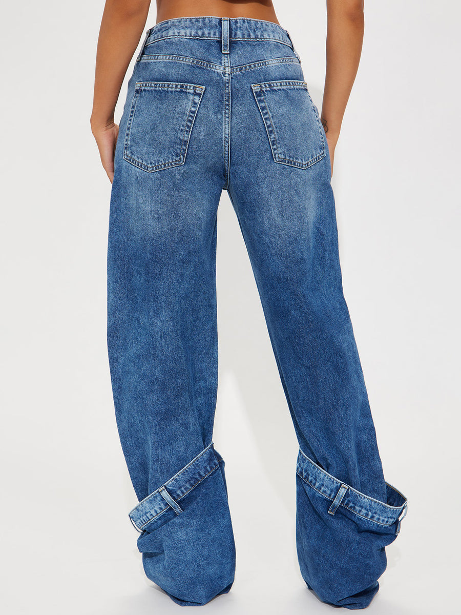 Cuffed Straight Leg Jeans