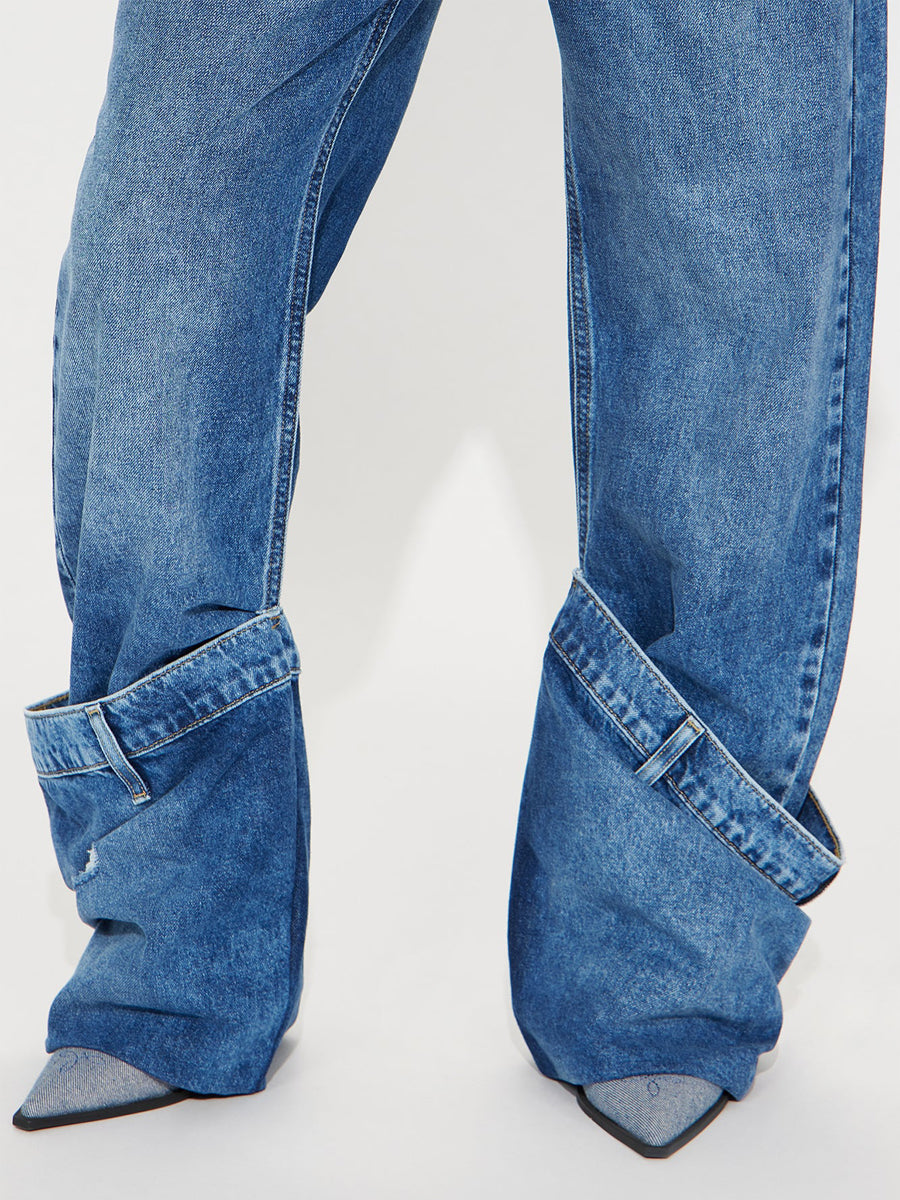 Cuffed Straight Leg Jeans